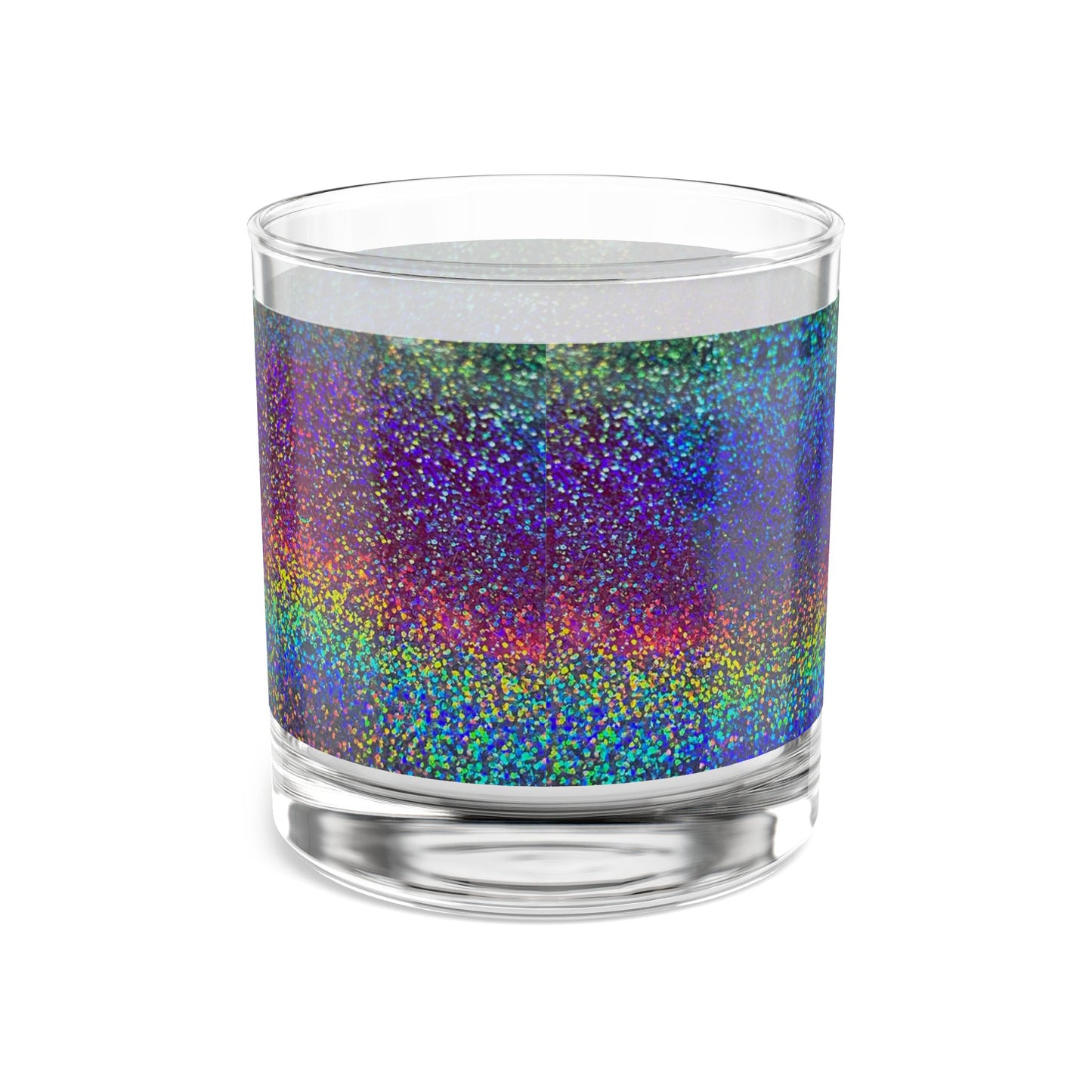 Holographic Print Rainbow Glitter Rocks Glass