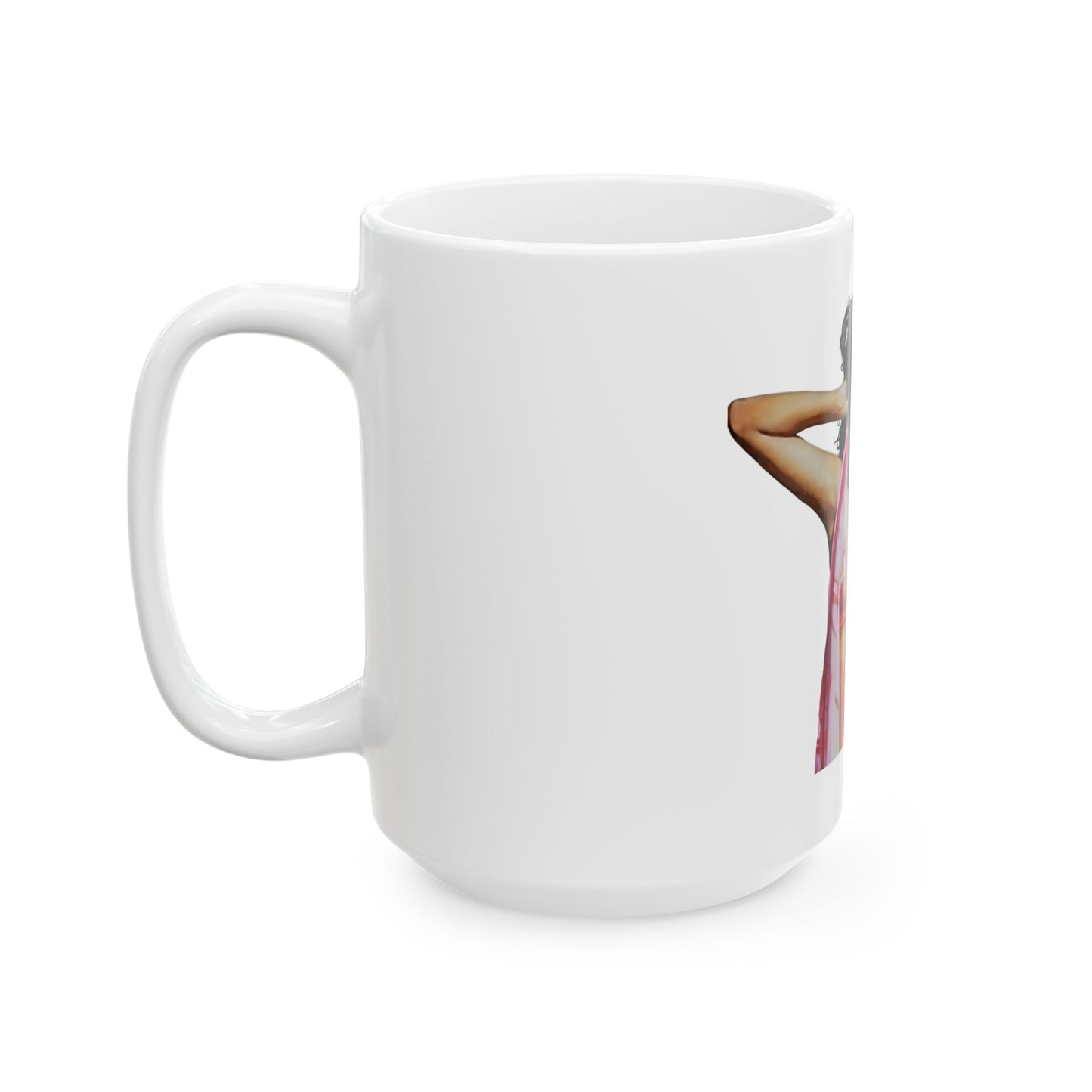 Mia Pruitt Ceramic Mug with Bold Design, Chic Model Coffee Lover Gift, Unique Artwork Mug, Home & Office Decor, Fun Conversation Starter