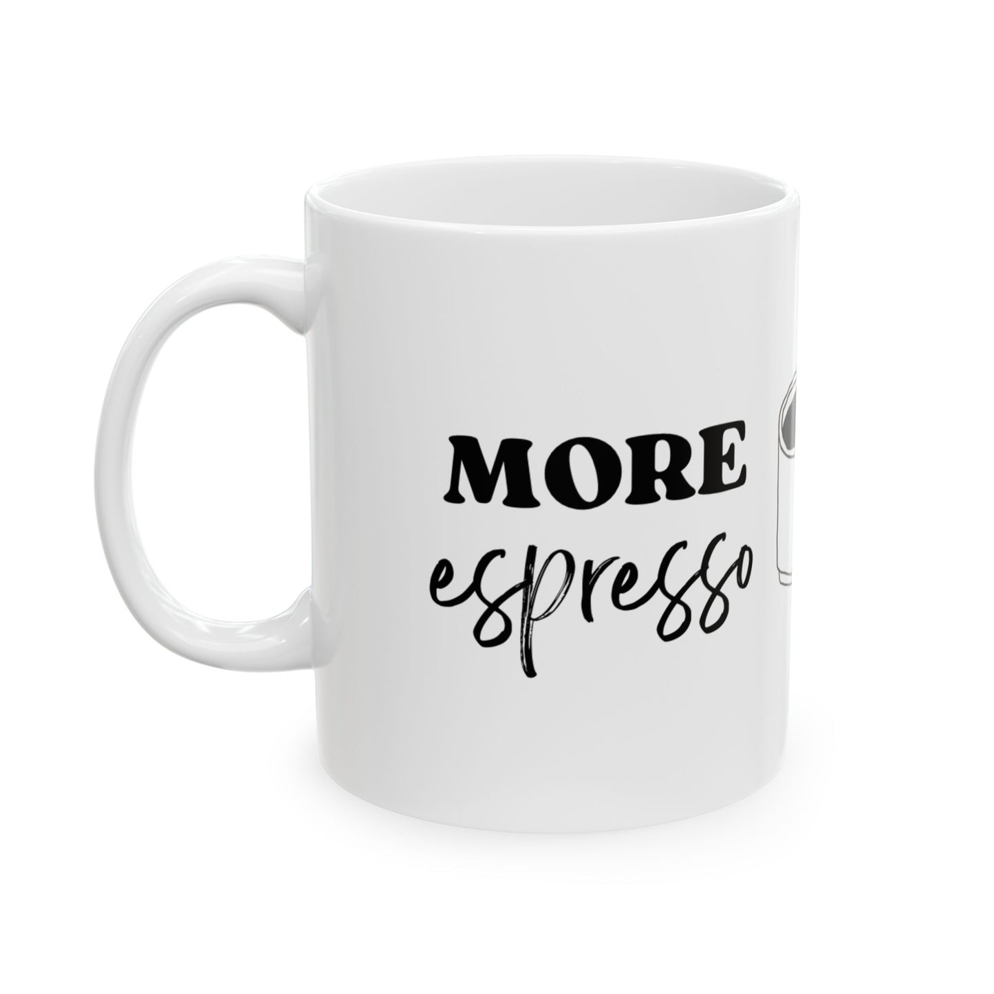 MORE EXPRESSO, LESS DEPRESSO Artisan Coffee Mug with Fun Quotes, Unique Gift for Coffee Lovers, Home Decor, Birthday Present, Office Mug