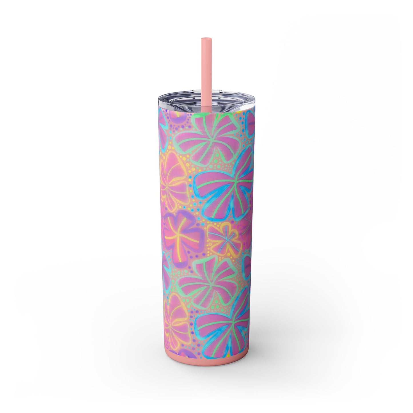 Pastel Butterfly Tumbler, 20oz Drinkware, Spring Decor, Cute Gift for Her, Eco-Friendly Cup, Floral Water Bottle
