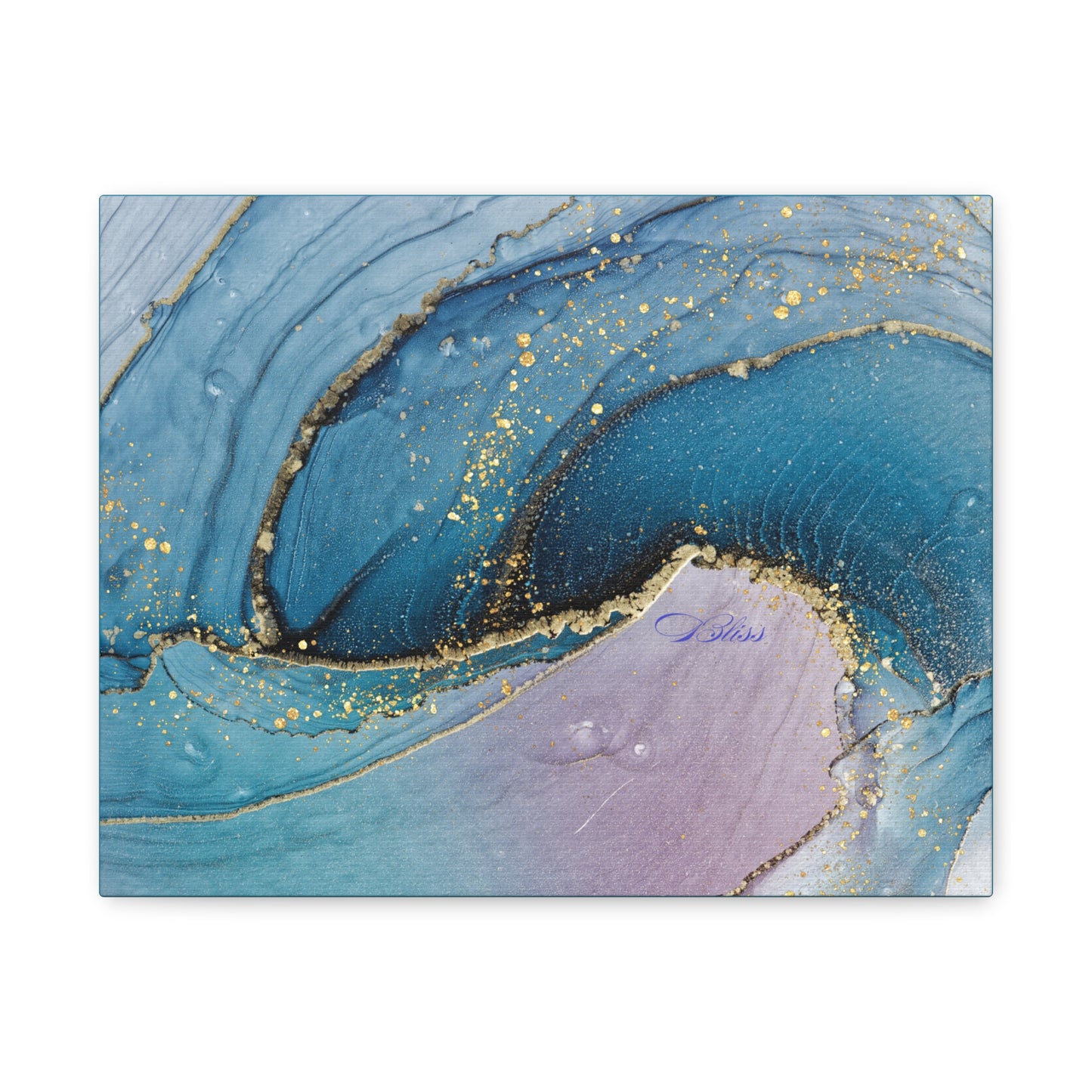 Canvas Wall Art, Abstract Ocean Wave, Modern Decor, Home Office, Gift for Her, Blue Gold Artwork, Living Room Wall Decor