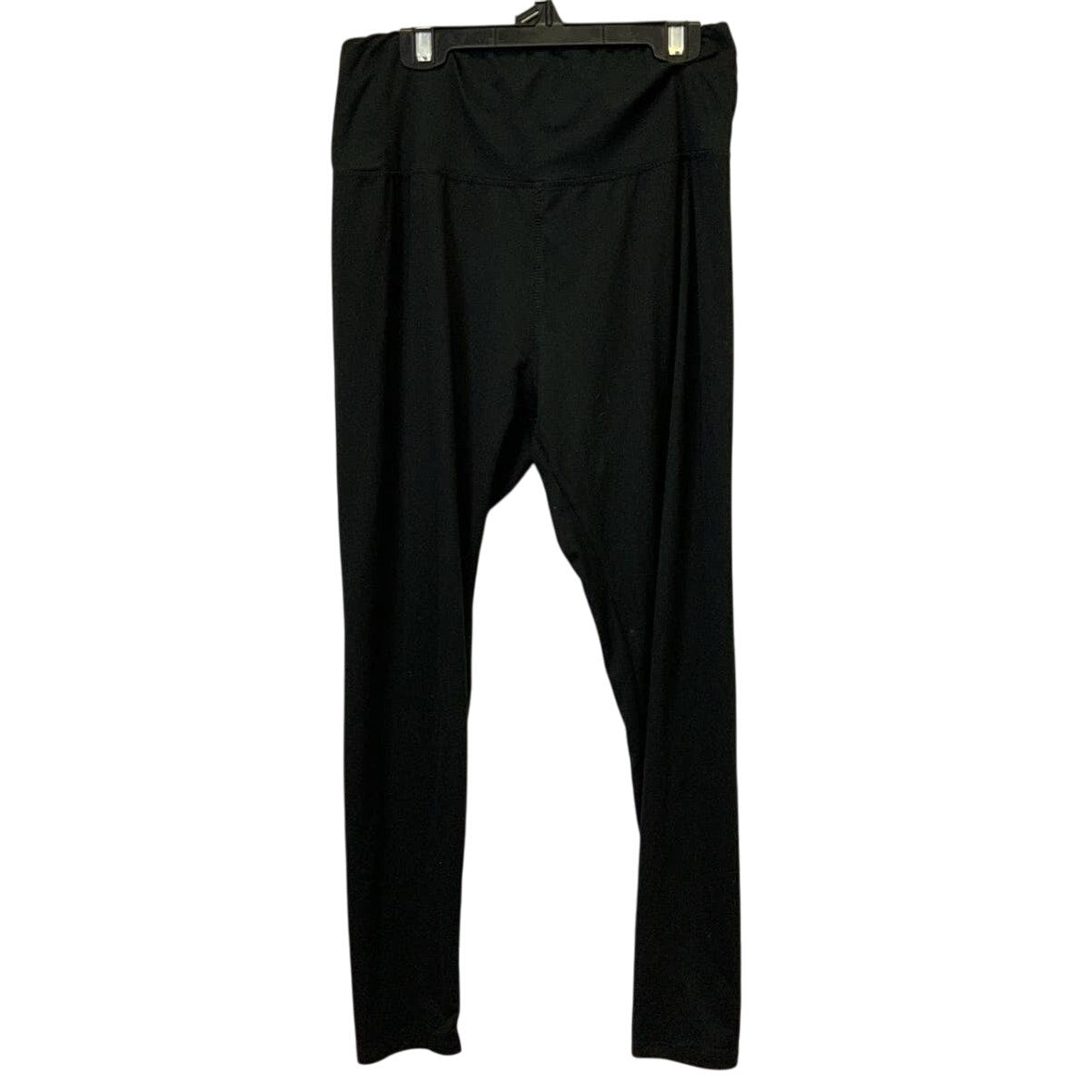 Large Long Basic Black Polyester Blend Cropped Ankle Leggings Stretch Pants
