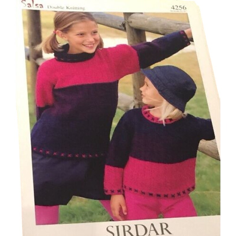 New Sirdar 4256 Salsa Child Double Knitting Pullover Sweater Pattern