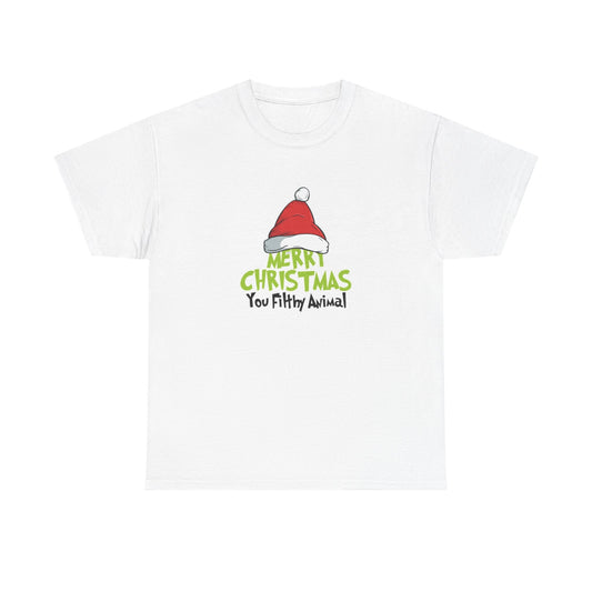 Funny Holiday Tee, Merry Christmas You Filthy Animal, Unisex Tee, Christmas Gift, Holiday Apparel, Festive Shirt, Party Wear
