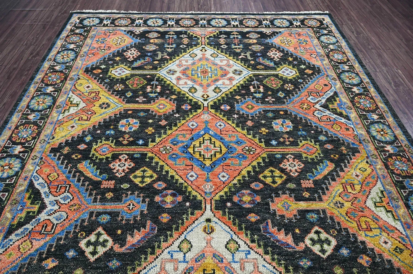 9x12 LoomBloom Charcoal Hand Knotted 100% Wool Turkish Oushak Arts & Crafts Oriental Area Rug-3