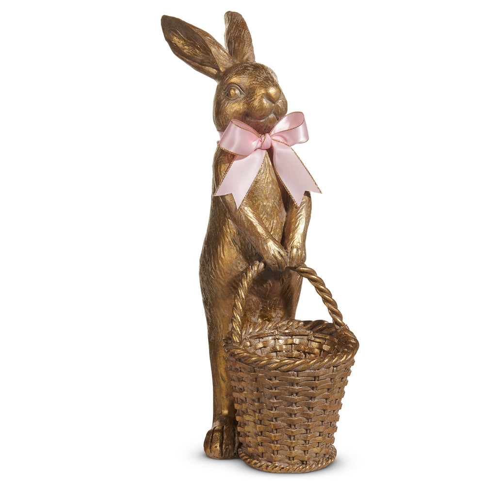 12.5" Gold Bunny With Basket-0