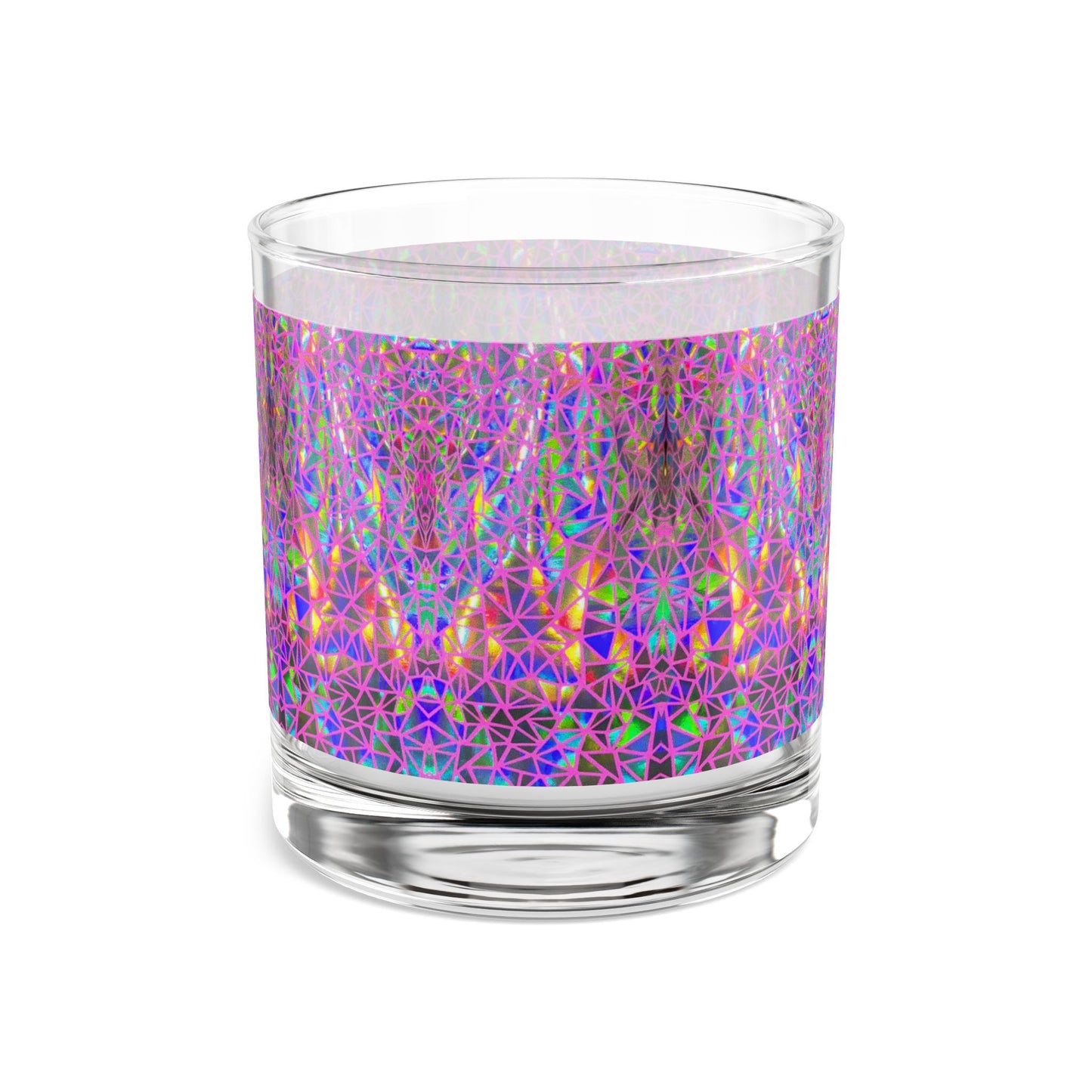 Holographic Geometric Pattern Rocks Glass 10oz