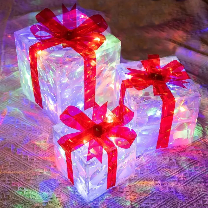 Twinkling Trio: Christmas Lighted Gift Box Set-2