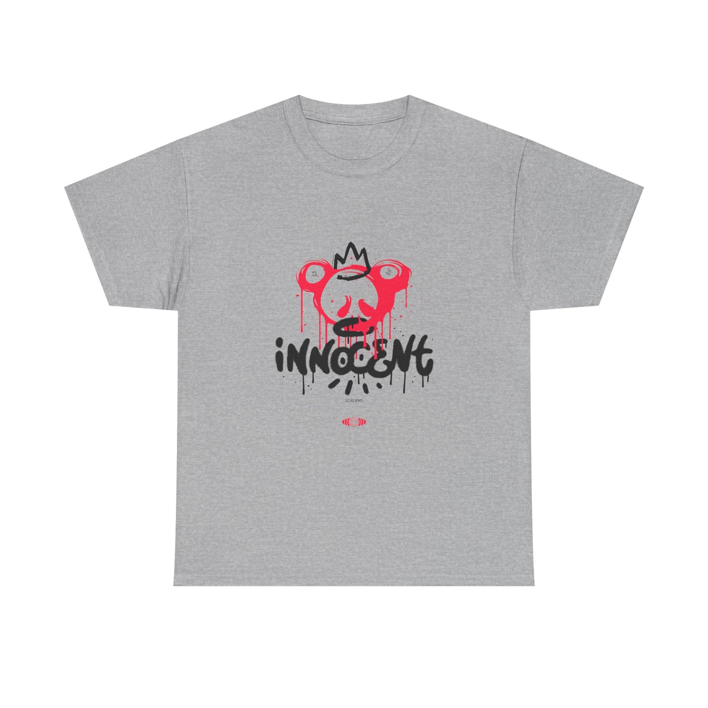 Edgy Graphic Tee: 'Innocent' Design, Urban Fashion, Streetwear, Unisex Cotton T-Shirt, Music Festivals, Casual Wear