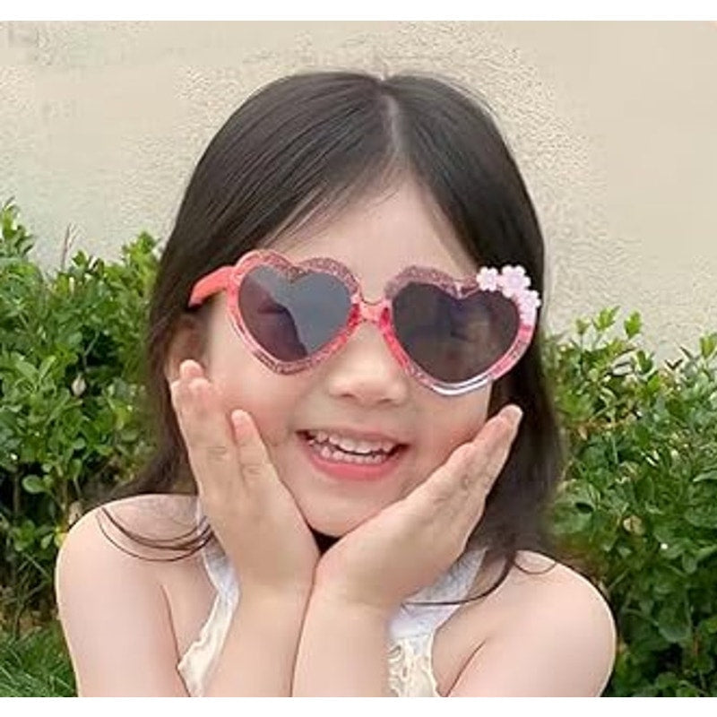 2-Pack Girls Purple Pink Heart Shaped Plastic UV 400 Protection Sunglasses