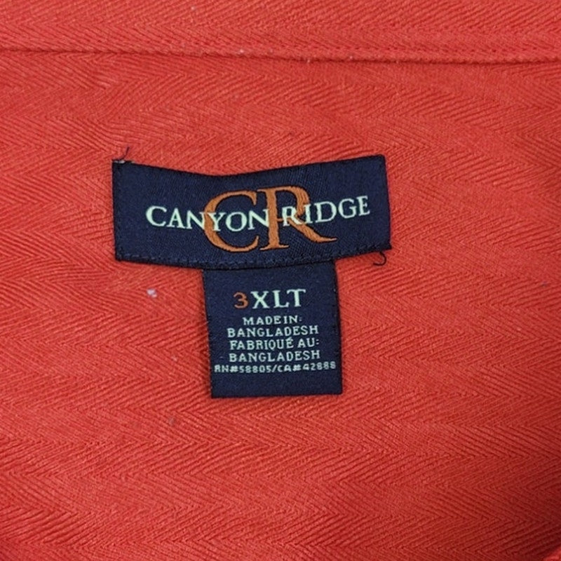 Canyon Ridge Mens 3XLT Polyester Short Sleeve Button Up Shirt w Front Pocket