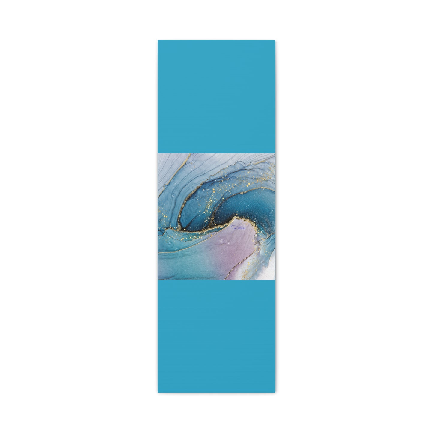 Canvas Wall Art, Abstract Ocean Wave, Modern Decor, Home Office, Gift for Her, Blue Gold Artwork, Living Room Wall Decor