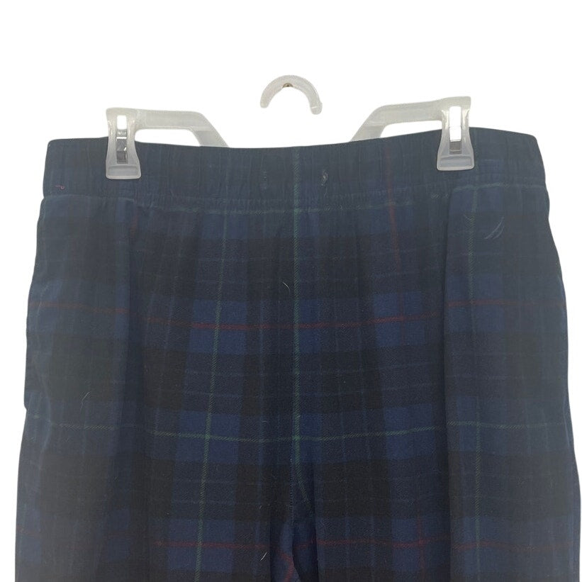 Nautica Sleeepwear Mens Large 100% Polyester Elastic Waist Plaid Pants w Pockets