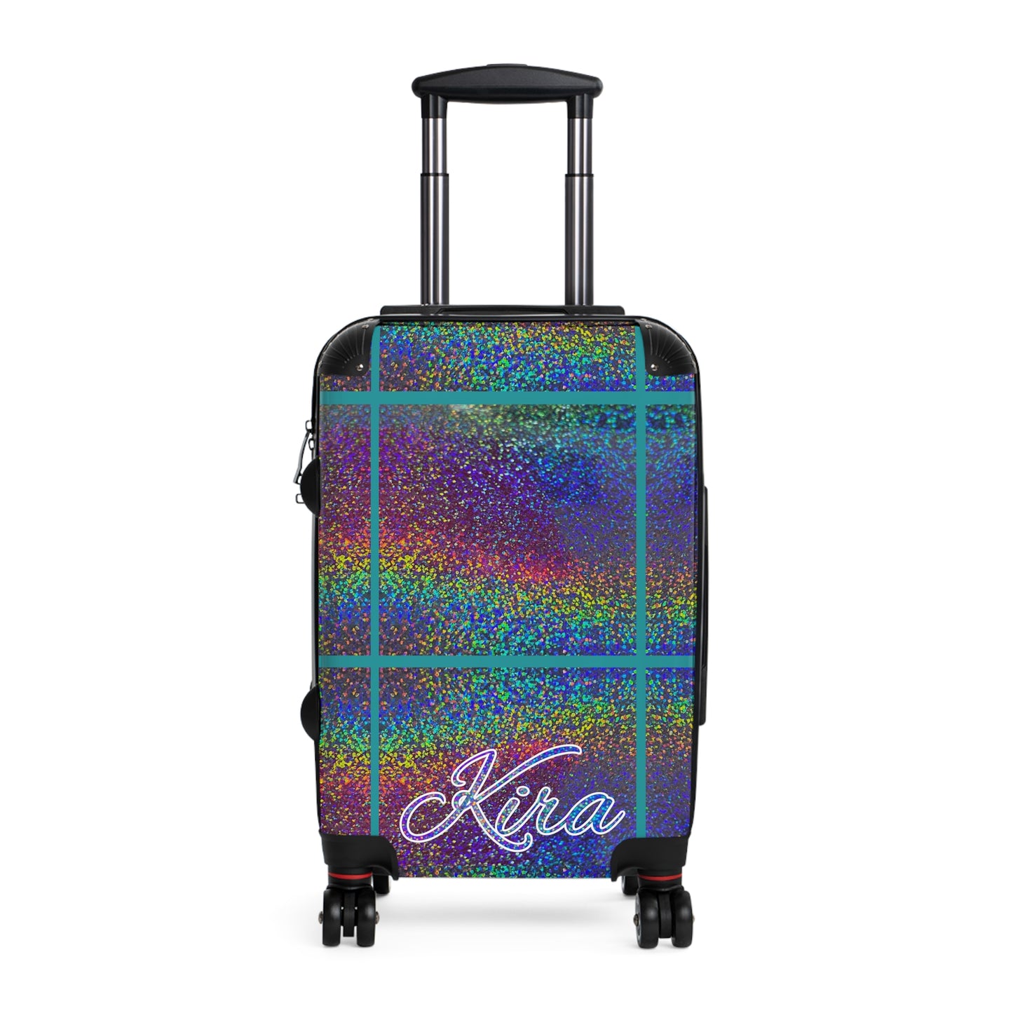 Personalized Name Holographic Glitch Pattern Print Suitcase Colorful Travel Luggage: WARNING - May Cause Uncontrollable Compliments