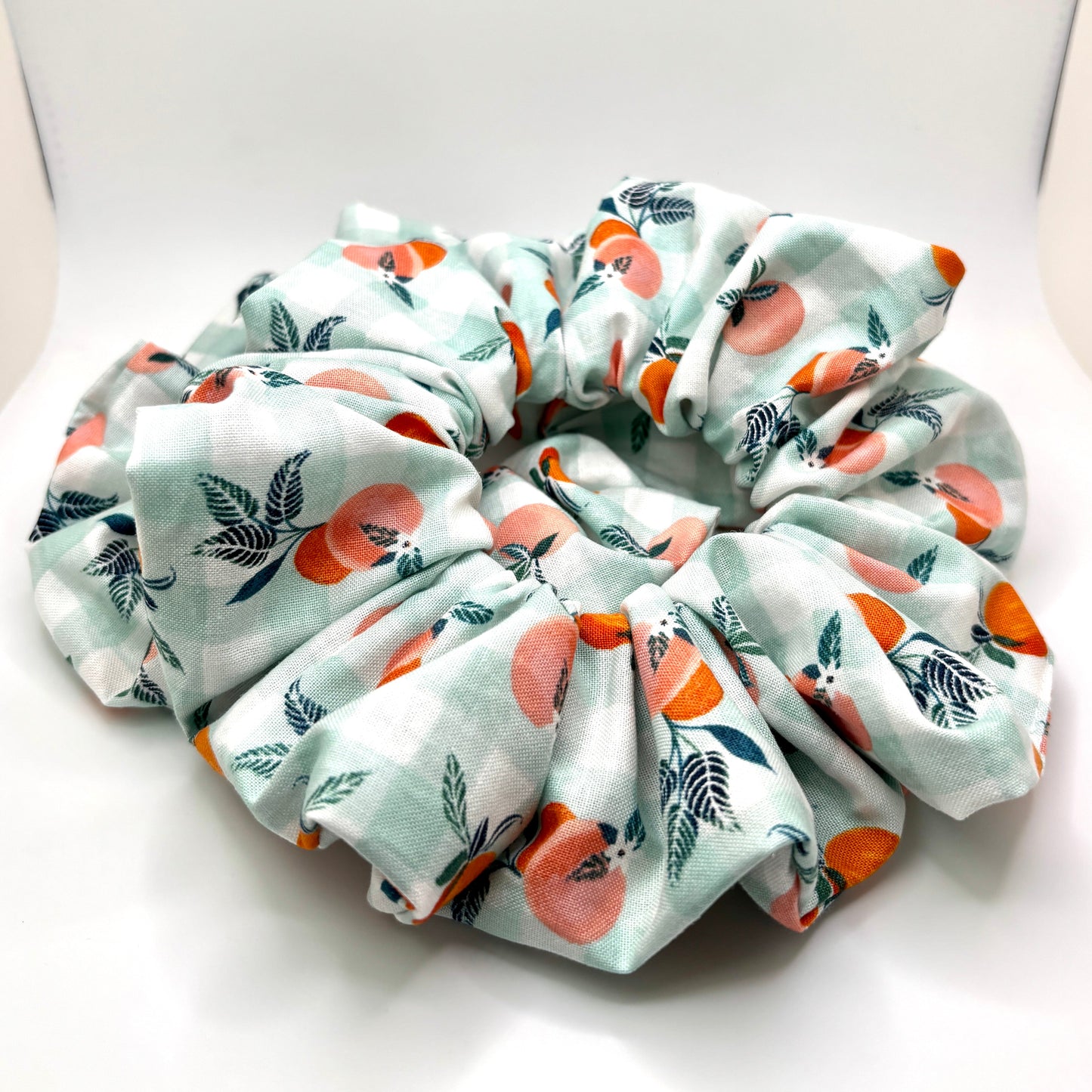 Peach Gingham Summer Scrunchie