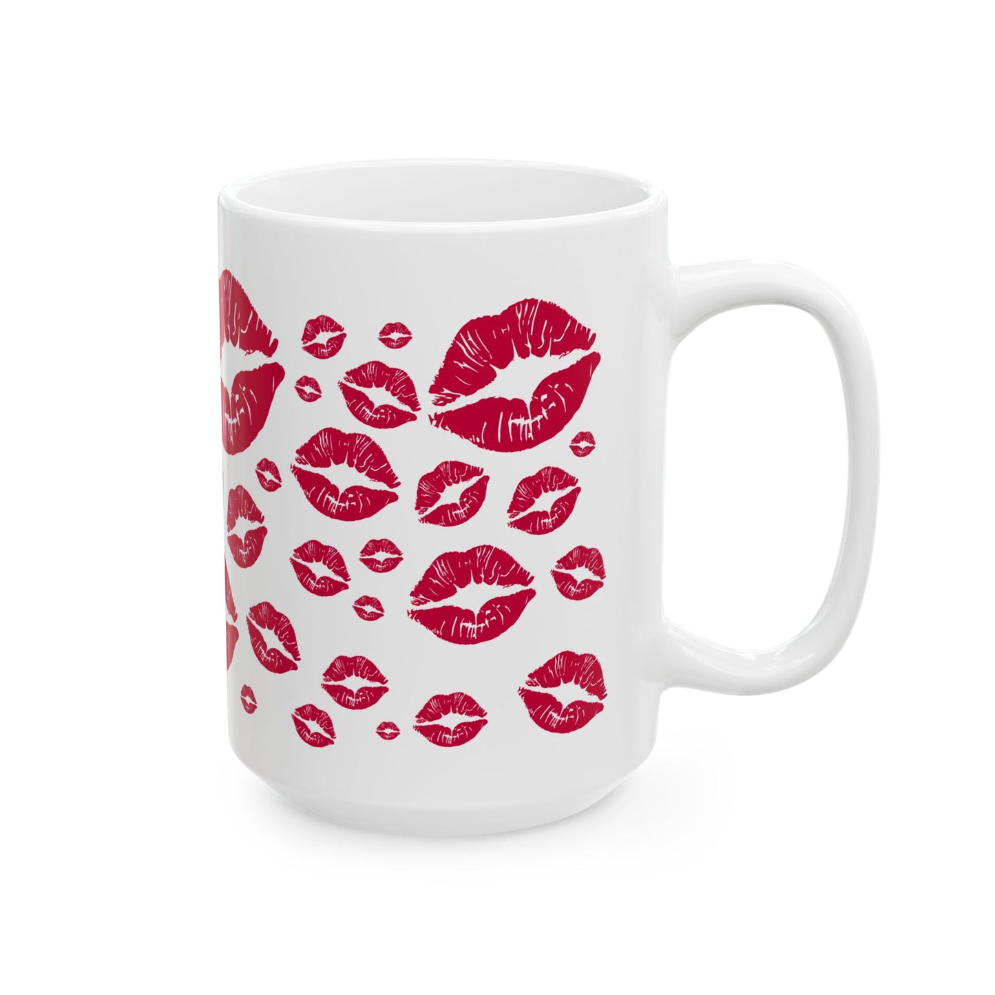 Romantic Kiss Print Ceramic Mug, Perfect for Valentine's Day Gift, Couples Coffee Mug, Lip Print Tea Cup, Cute Kitchen Decor