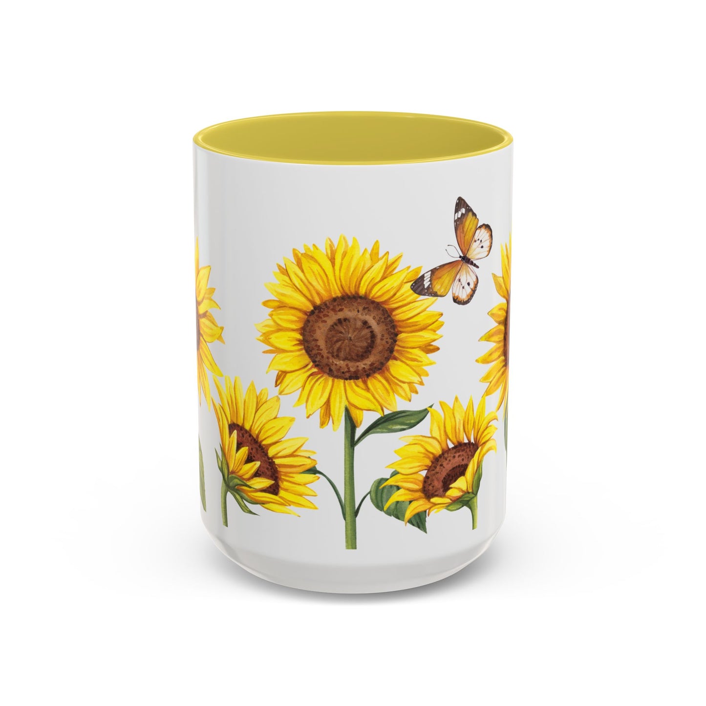 Sunflower Butterfly Mug - Cheerful Coffee Cup, Flower Mug, Gift for Garden Lovers, Spring Decor, Nature Inspired Kitchenware
