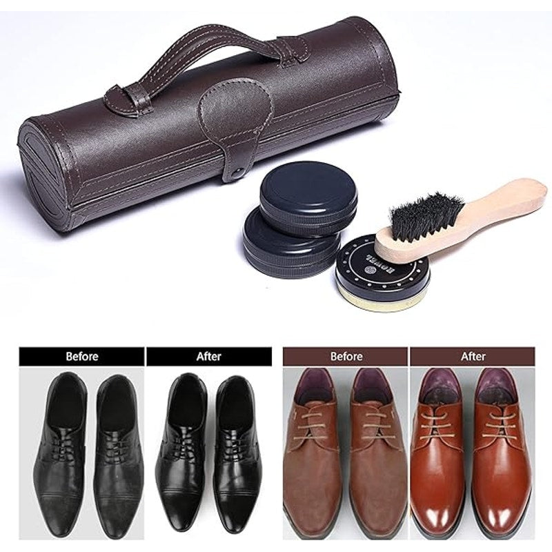 Yuet 12 Piece Carrying Case Brushes Polish Shoe Shine Cleaning Care Kit