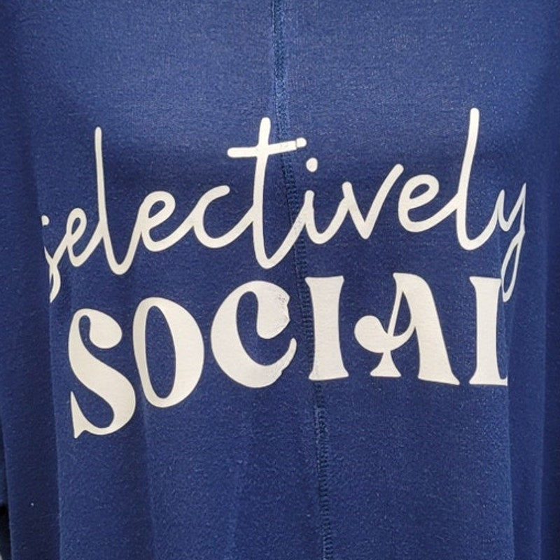 Hand Printed Upcycled Womens Large Selectively Social Cold Shoulder Shirt Top
