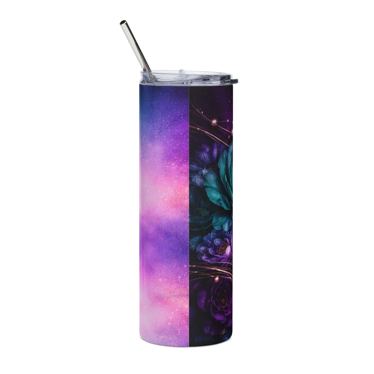 Teal Rose Galaxy Floral Stainless Steel Tumbler | 20oz