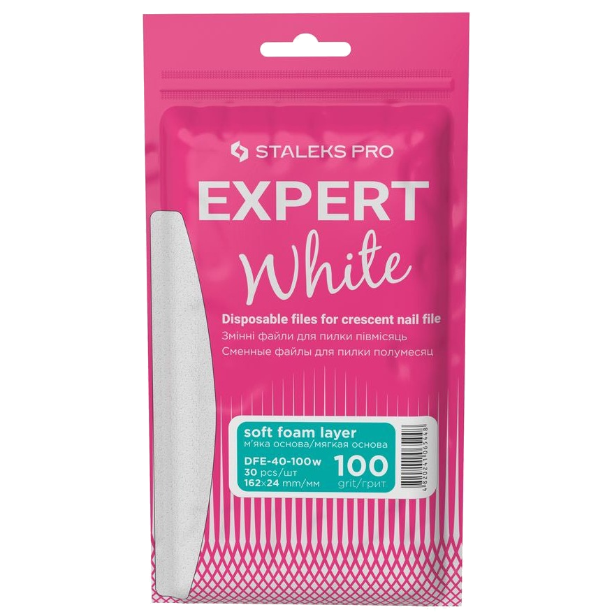 DISPOSABLE FILES CRESCENT NAIL FILE (SOFT BASE) EXPERT 40 (30 PCS) DFE-40 W- STALEKS™-0