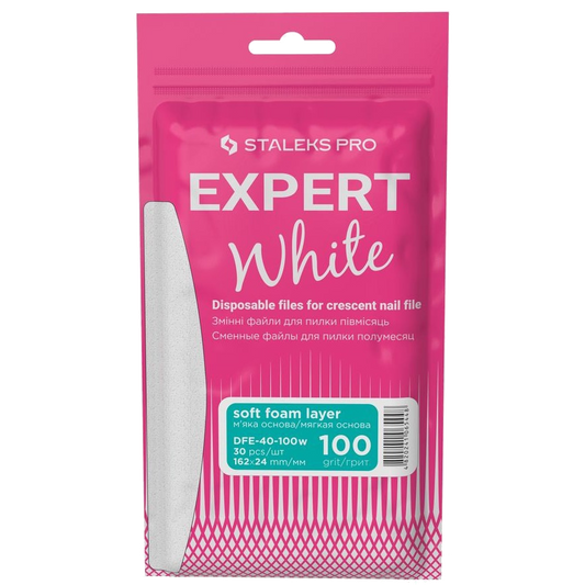 DISPOSABLE FILES CRESCENT NAIL FILE (SOFT BASE) EXPERT 40 (30 PCS) DFE-40 W- STALEKS™-0