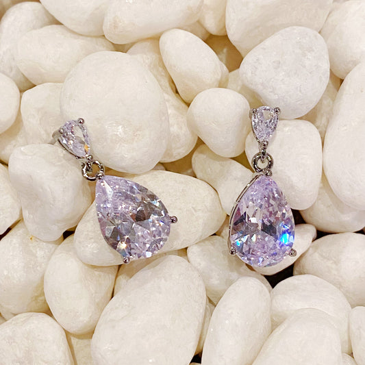 Crystal Clear Teardrop Earrings-0