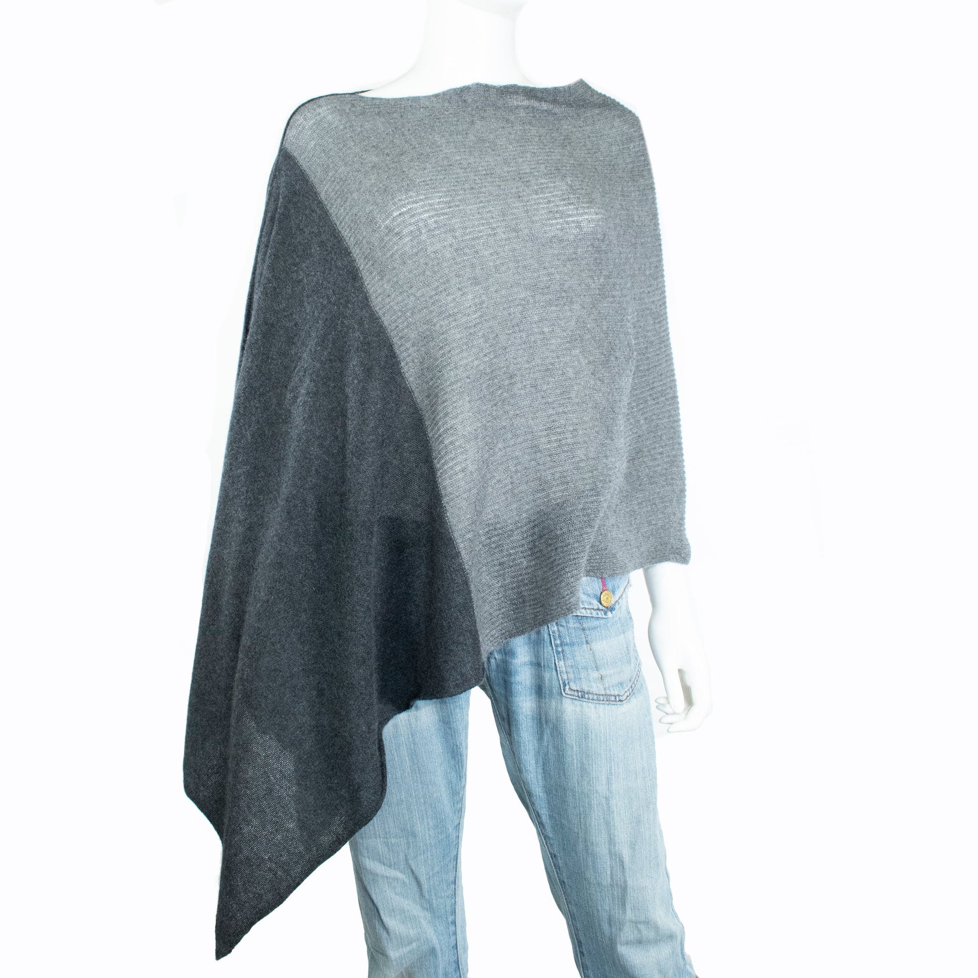 CASHMERE TWO TONE PONCHO-0