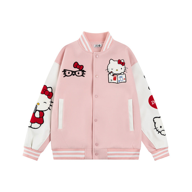Hello Kitty Embroidered Baseball Jacket