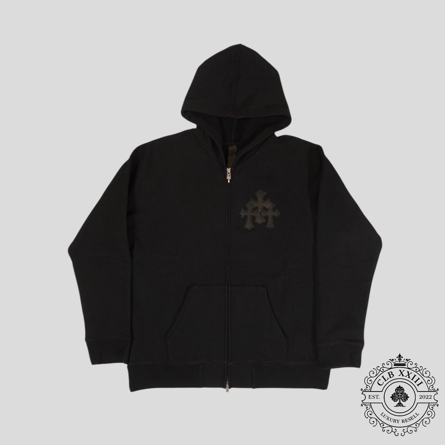 Chrome Hearts Paper Jam Zip Up Hoodie in Black