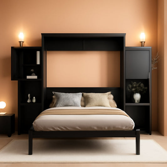 Queen Size Multi function Murphy Bed With Desk Storage-0