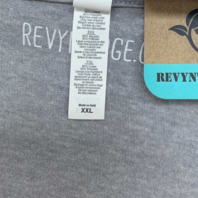 New Hand Printed XXL Heathered Gray Floral Wrap Around Short Sleeve Tee Shirt