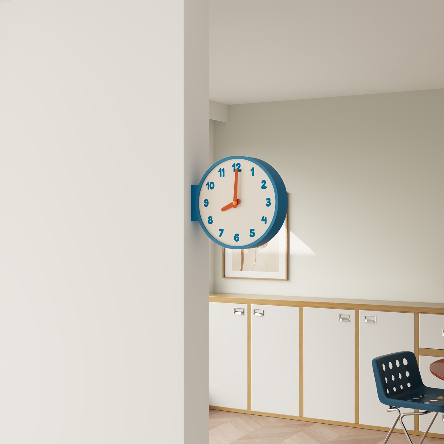 Blue Corner View Clock-3