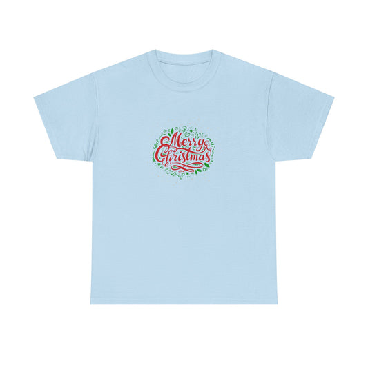 Merry Christmas Unisex Heavy Cotton Tee, Holiday Gift, Casual Wear, Seasonal Apparel, Christmas Party Shirt, Gift for Him/Her