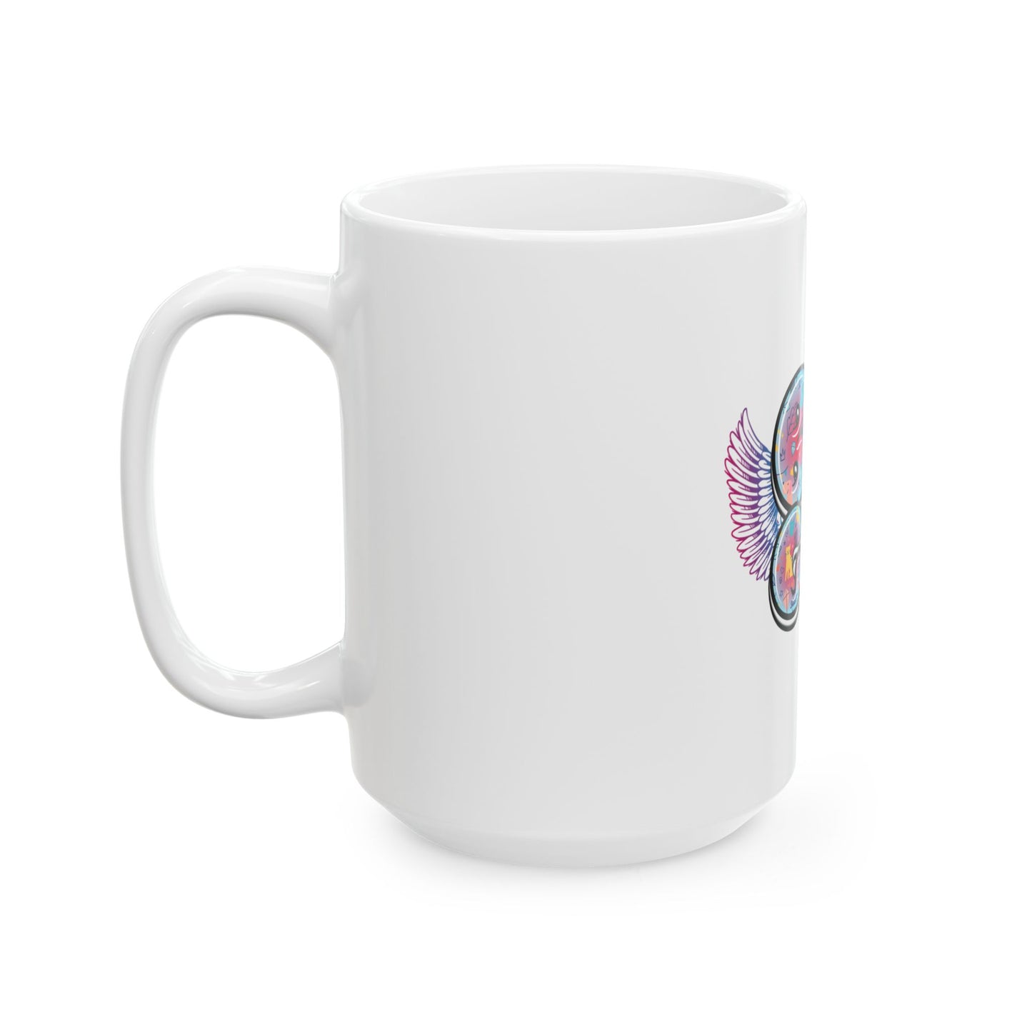 Big Girl Ceramic Mug with Colorful Wing Design, Fun Gift for Birthdays, Coffee Lovers, Tea Drinkers, Unique Office Mug