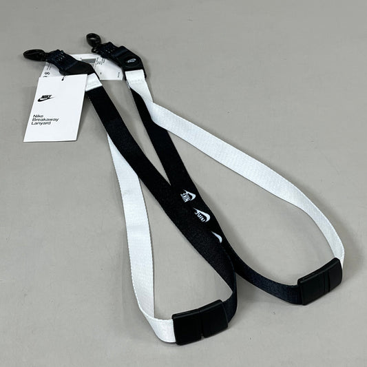 NIKE (2 PACK) Unisex Breakaway Lanyard 19" x 1" Black & White 89371