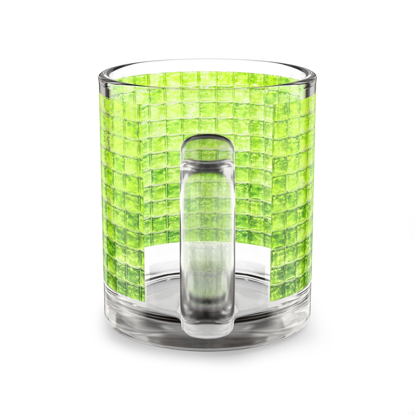 Lime Green Mosaic Pattern Glass Mug 10oz
