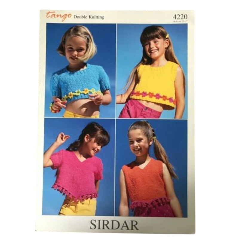 New Sirdar 4220 Tango Child Cropped Top Sweater Double Knitting Pattern