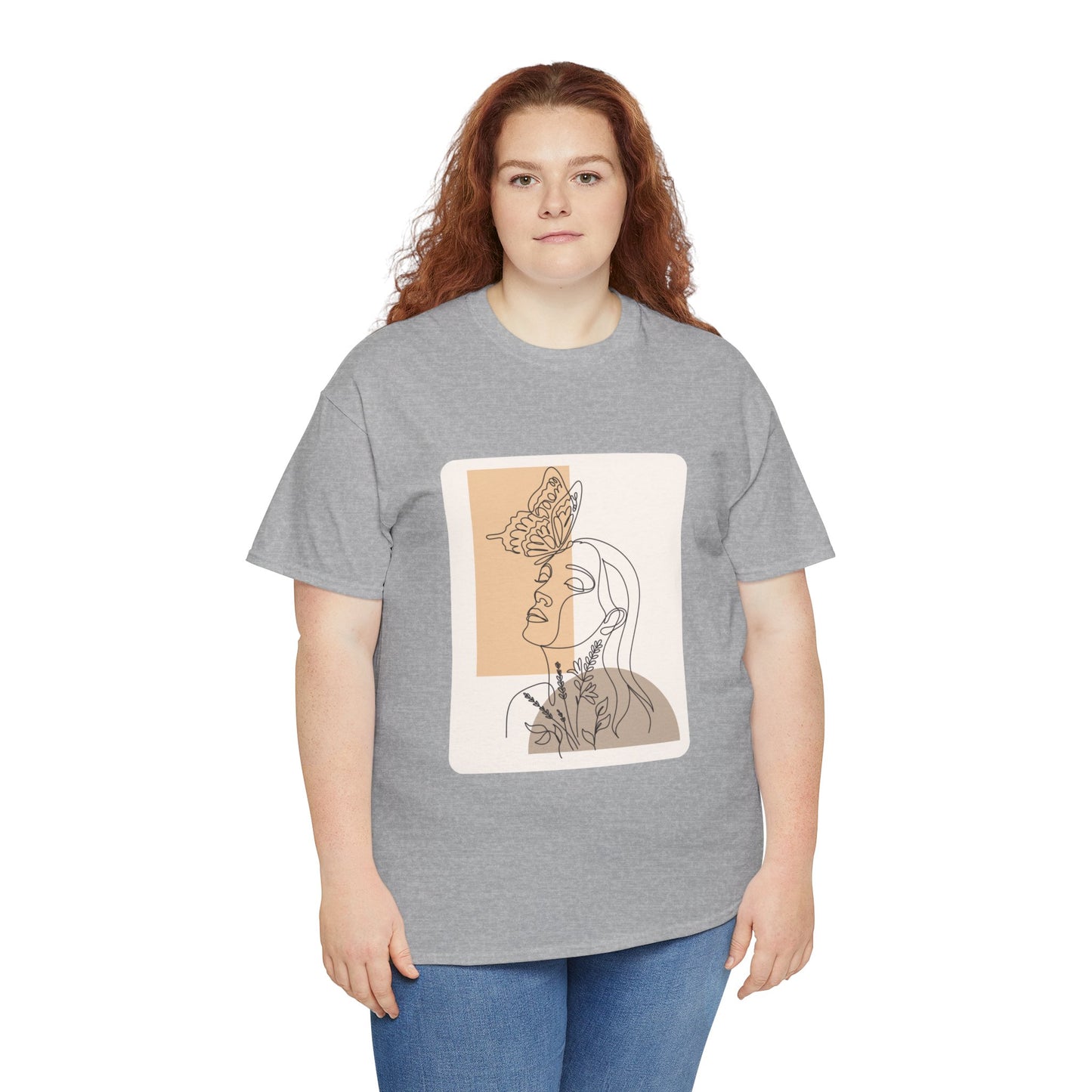 Artistic Unisex Tee: Modern Line Drawing with Butterfly, Perfect for Casual Outings, Gift for Art Lovers, Spring Fashion, Eco-Friendly Wear