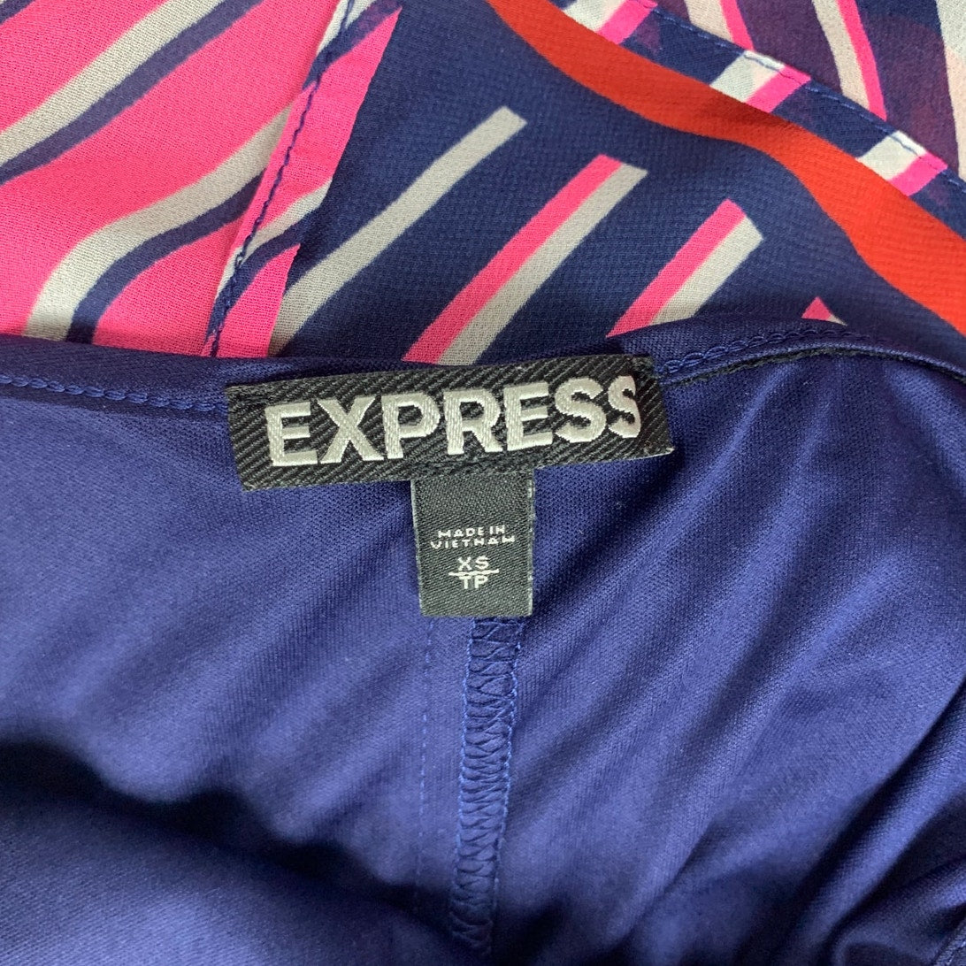 Express Womens XS 100% Polyester Striped Short Sleeve V Neck Blouson Dress