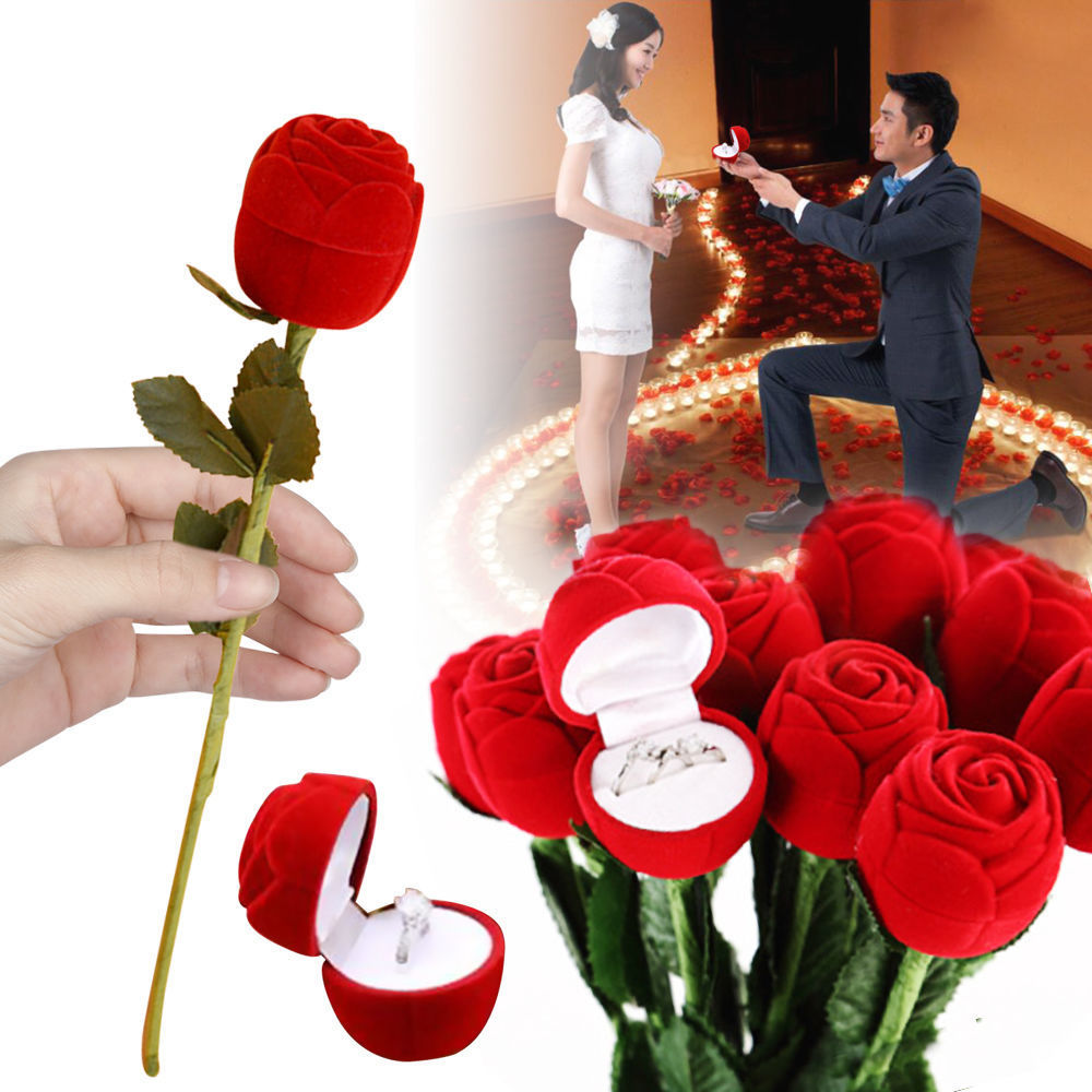 Red Rose Ring Box Valentine's Day Gift Personality Creative Ring Box Proposal Ring Box