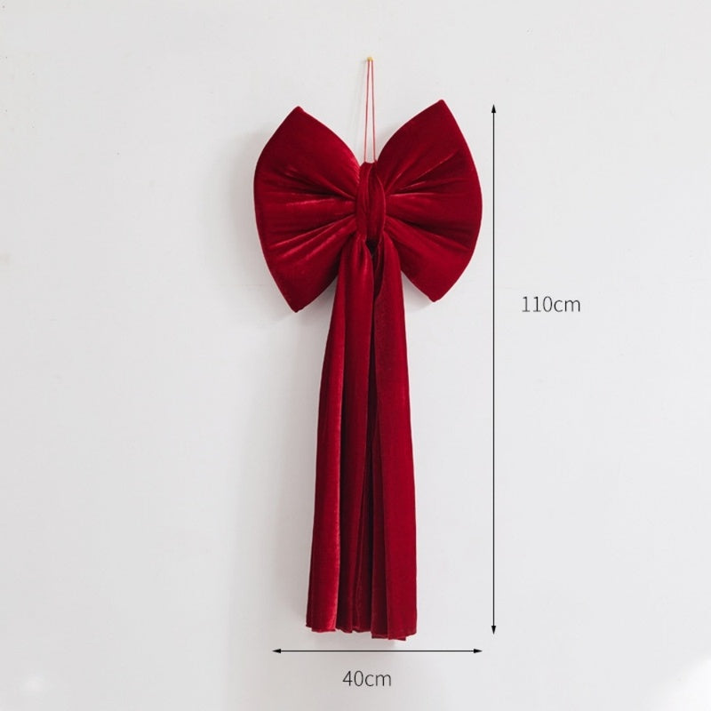 Large Wine Red Christmas Bow - Big Festive Tree Topper Decoration for Xmas
