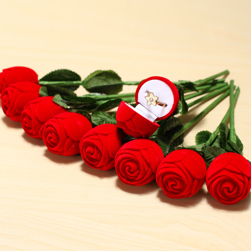 Red Rose Ring Box Valentine's Day Gift Personality Creative Ring Box Proposal Ring Box