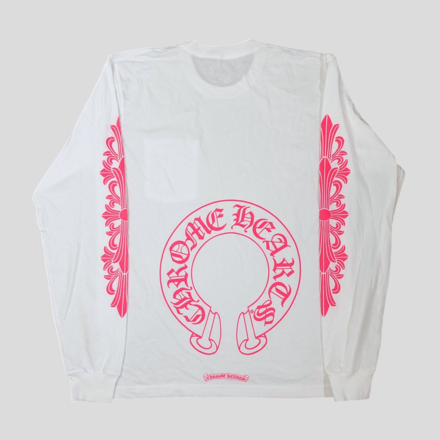 Chrome Hearts Horseshoe Logo Long Sleeve Tee in White/Pink