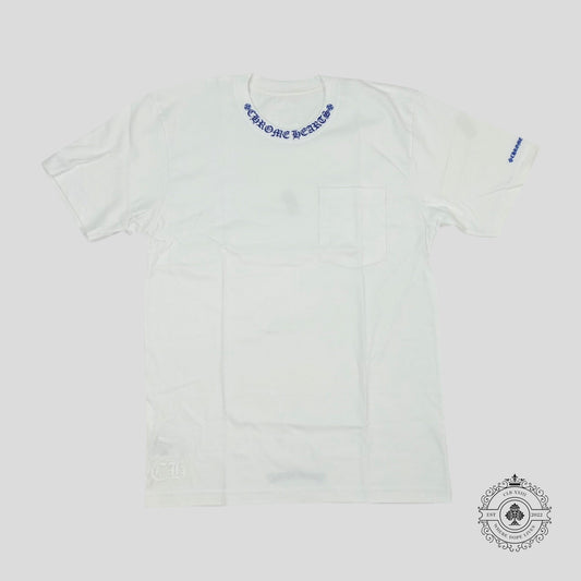 Chrome Hearts Neck Logo Tee in White/Blue