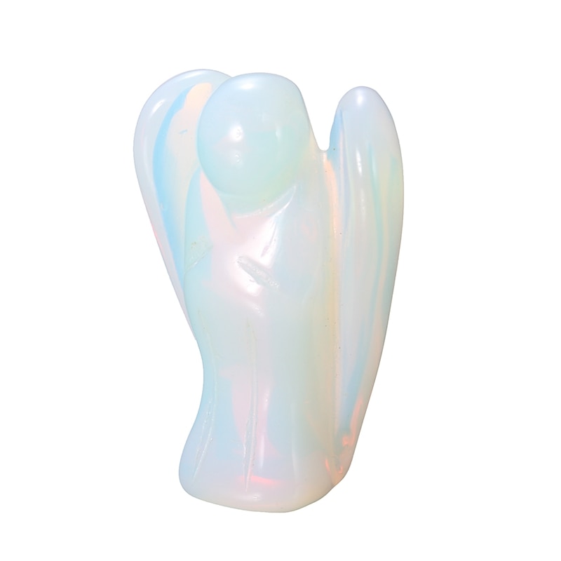 Cute Angel Shape Opalite Crystal Stone Healing Reiki Energy Gemstone Pendant Figurine Gift For Home Decoration Craft Gift