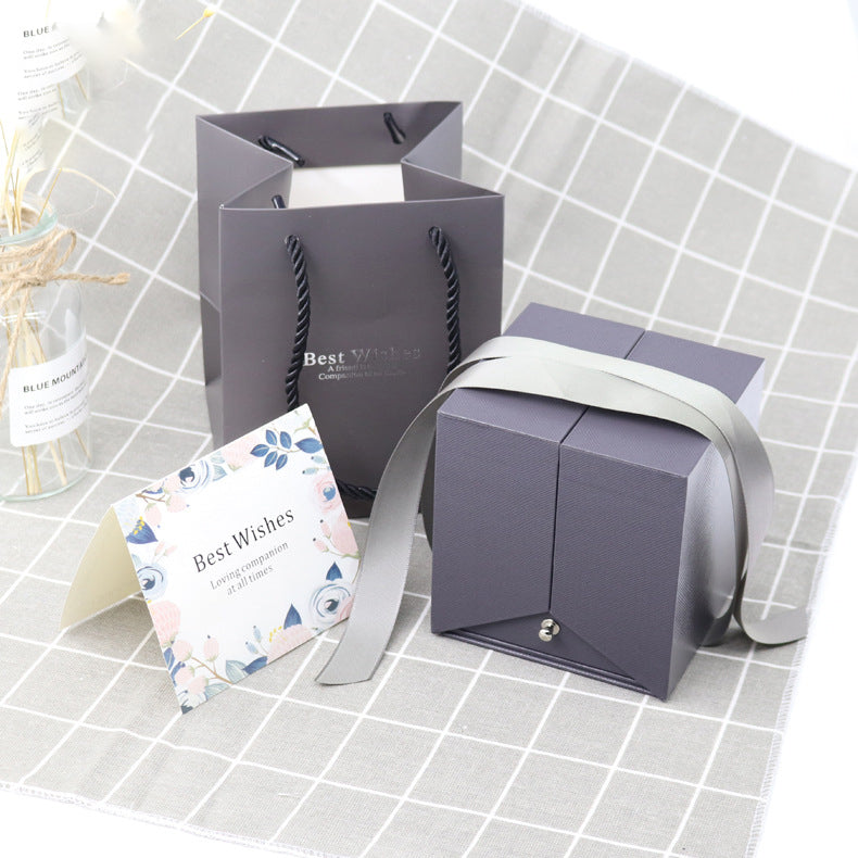 Double Door Eternal Rose Gift Box Jewelry Packaging Box Ring Earnail Necklace Jewelry Box