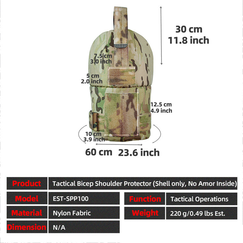 Protective Bicep Armor - Adjustable Tactical Shoulder Harness for Hunting & Airsoft