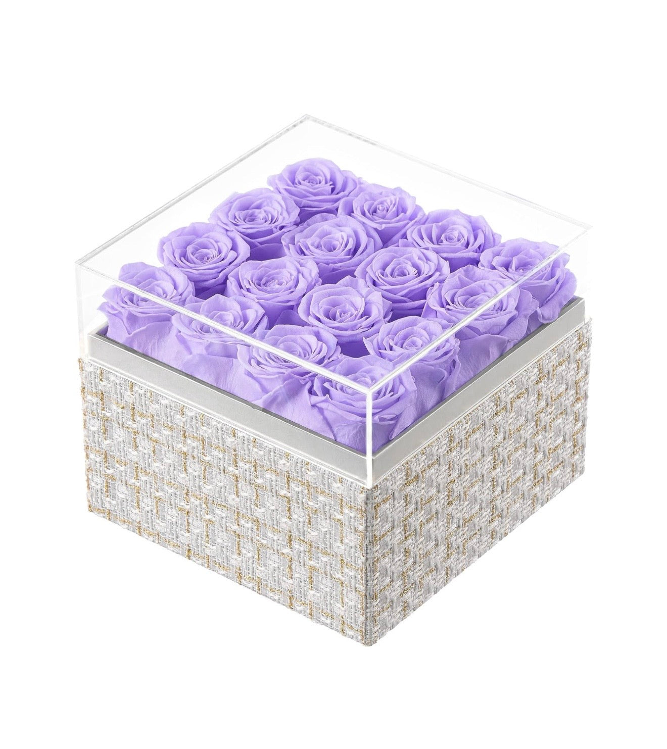 “Chic Thrills” 16 Count Preserved Rose Box, Eternal Pink / Red Forever Flowers Roses in Acrylic Box