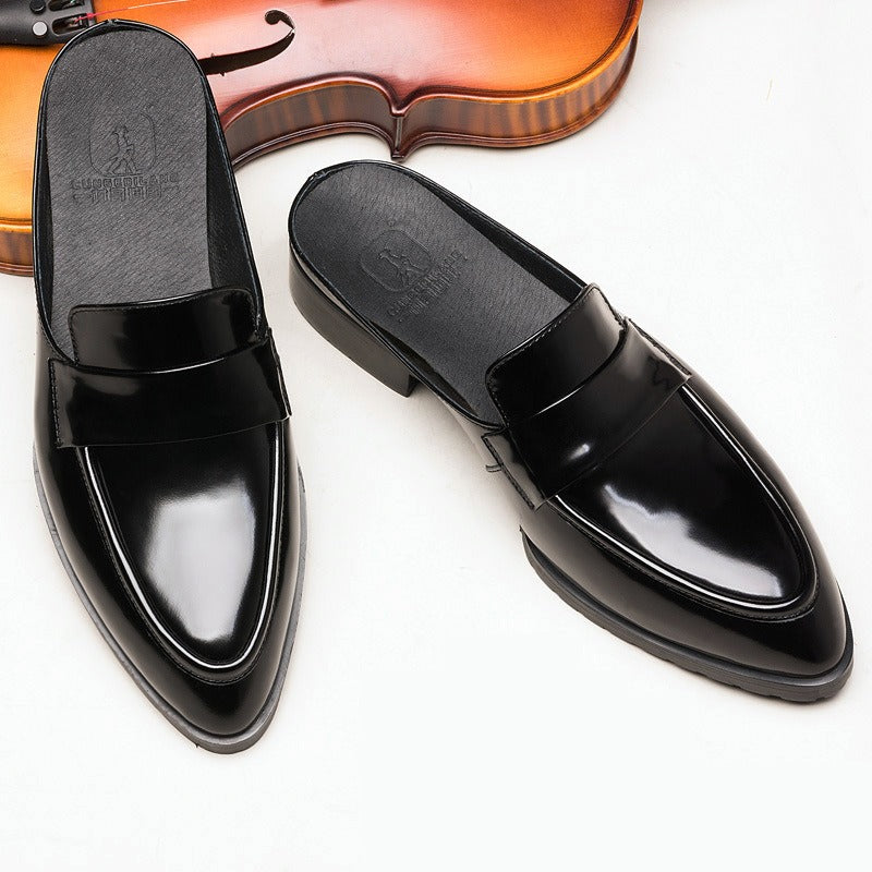 Men's Baotou Genuine Leather Half Slippers, Versatile Breathable, Men's Shoes